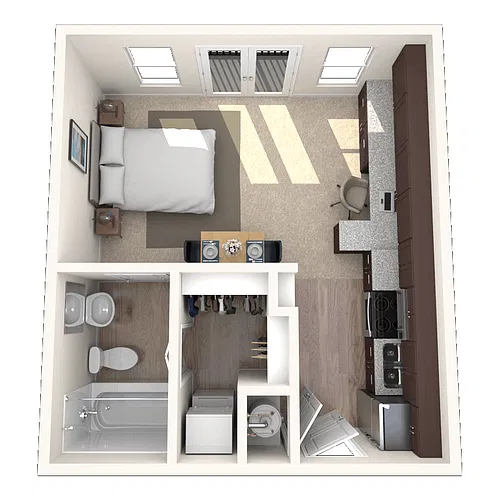 Floor plan Studio 0x1 324-410 SF
