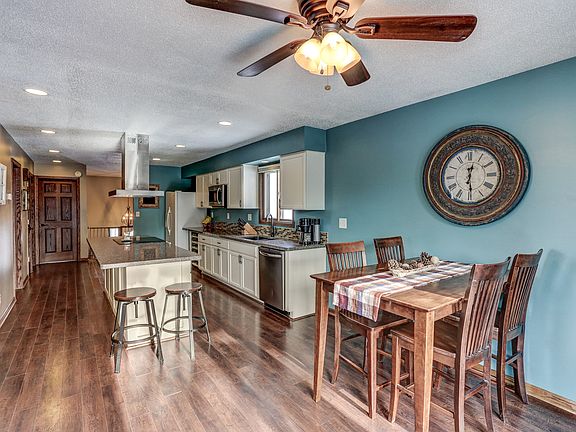 Dining, island bar & kitchen