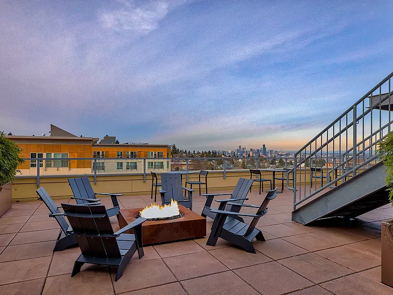 Rooftop firepit where you can relax and unwind