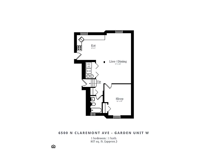 Floor plan 1 Bedroom | 1 Bath (B1)