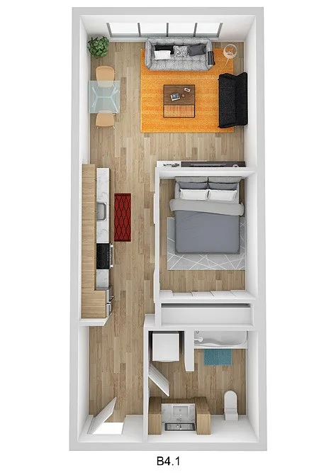 Floor plan Open 1 Bedroom A9