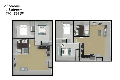 Floor plan Two Bedroom One Bathroom