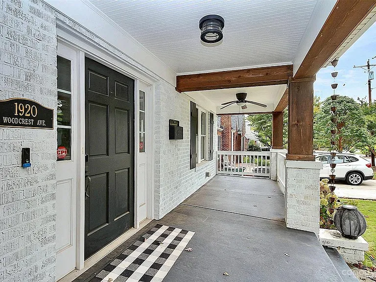 Covered porch with fans and lights