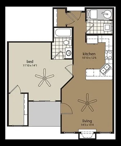 Floor plan 1C 844 sf