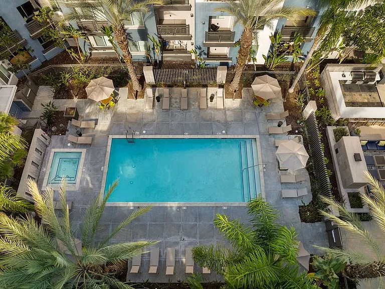 Swimming pool, spa, and sundeck