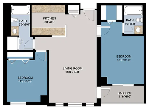 Floor plan 2 Bed 890a