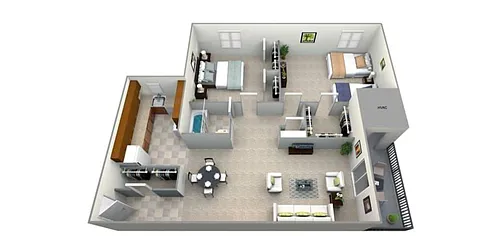Floor plan Two Bedroom, One Bath - A (Classic)