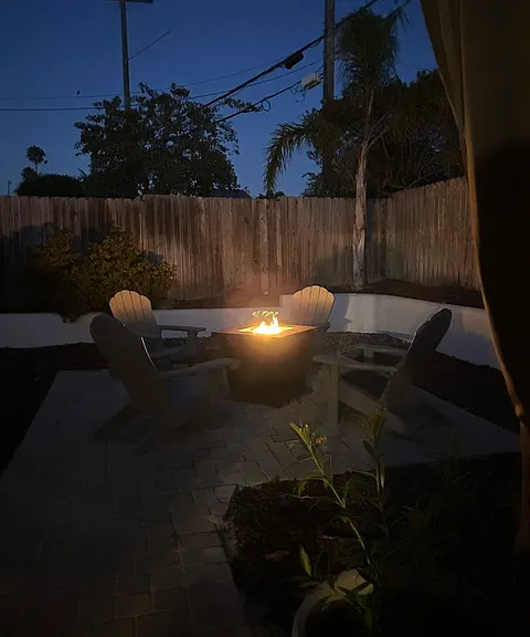 Patio with firepit.
