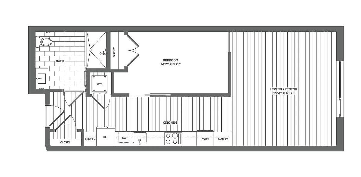 Floor plan 1 Bed/1 Bath-B5.2