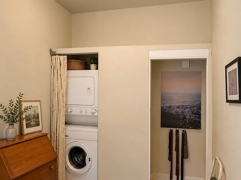 In-unit laundry and lofted storage