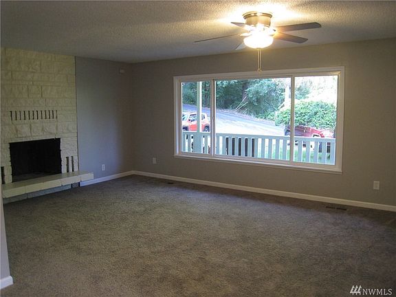 Wood burning fireplace in living room!