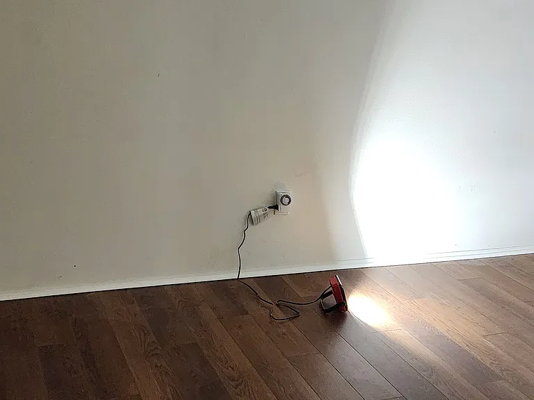 Bedroom with plank flooring