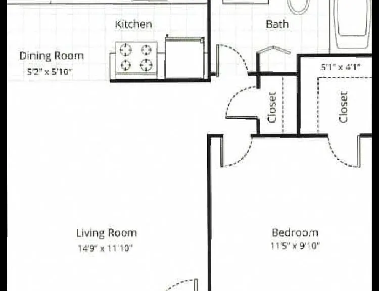 One Bedroom One Bath A Floorplan Diagram