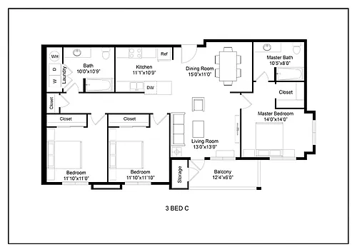 Floor plan 3 Bed C