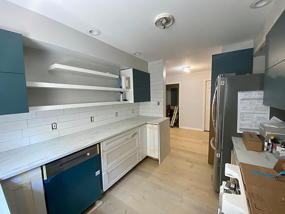 kitchen with view to dining area