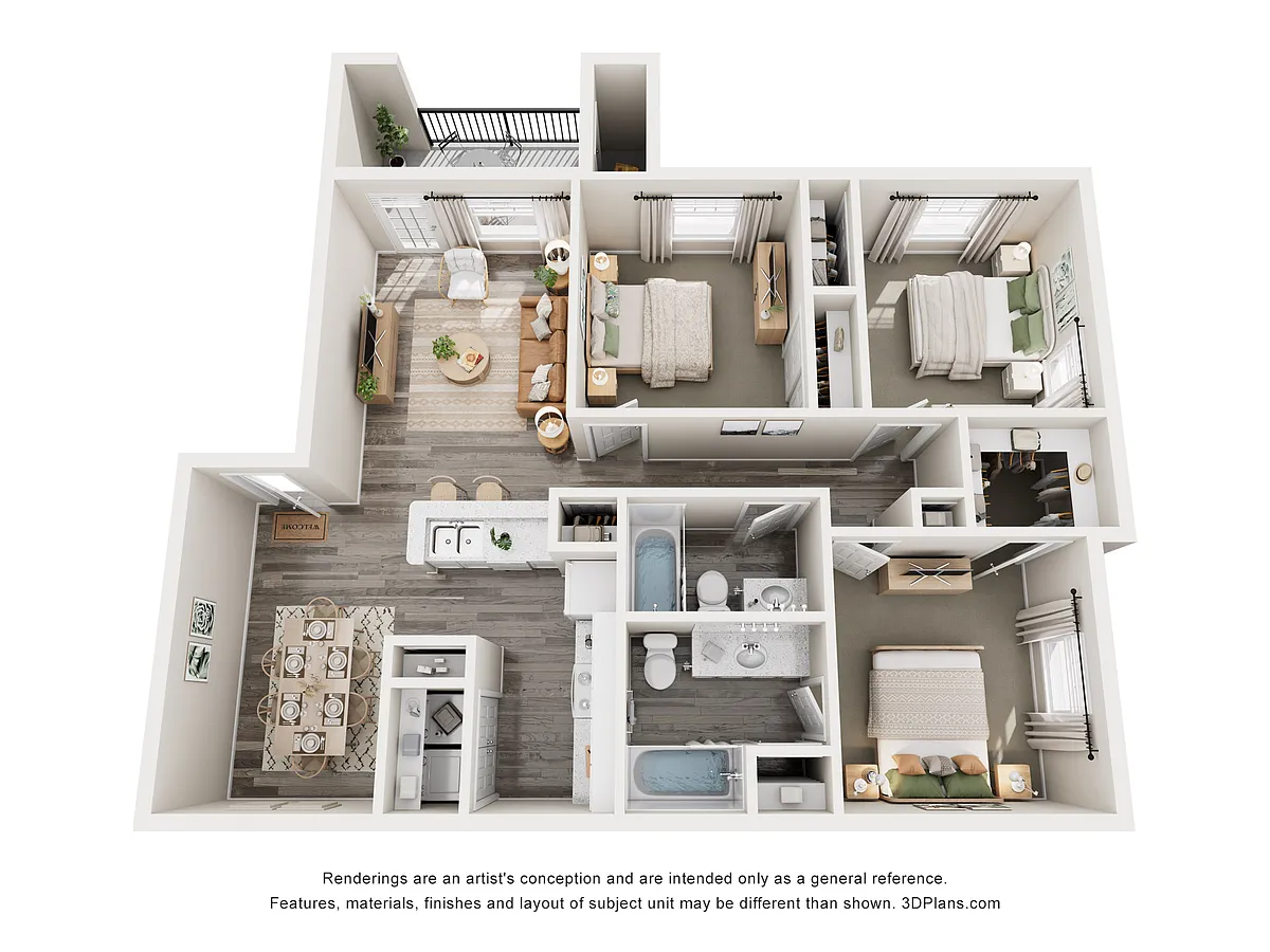 Floor plan C1 | 3 Bed | 2 Bath