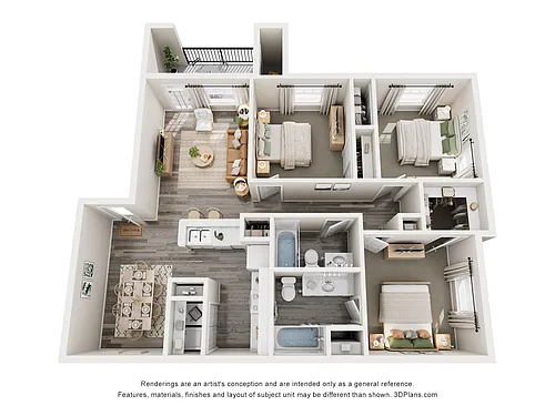 Floor plan C1 | 3 Bed | 2 Bath