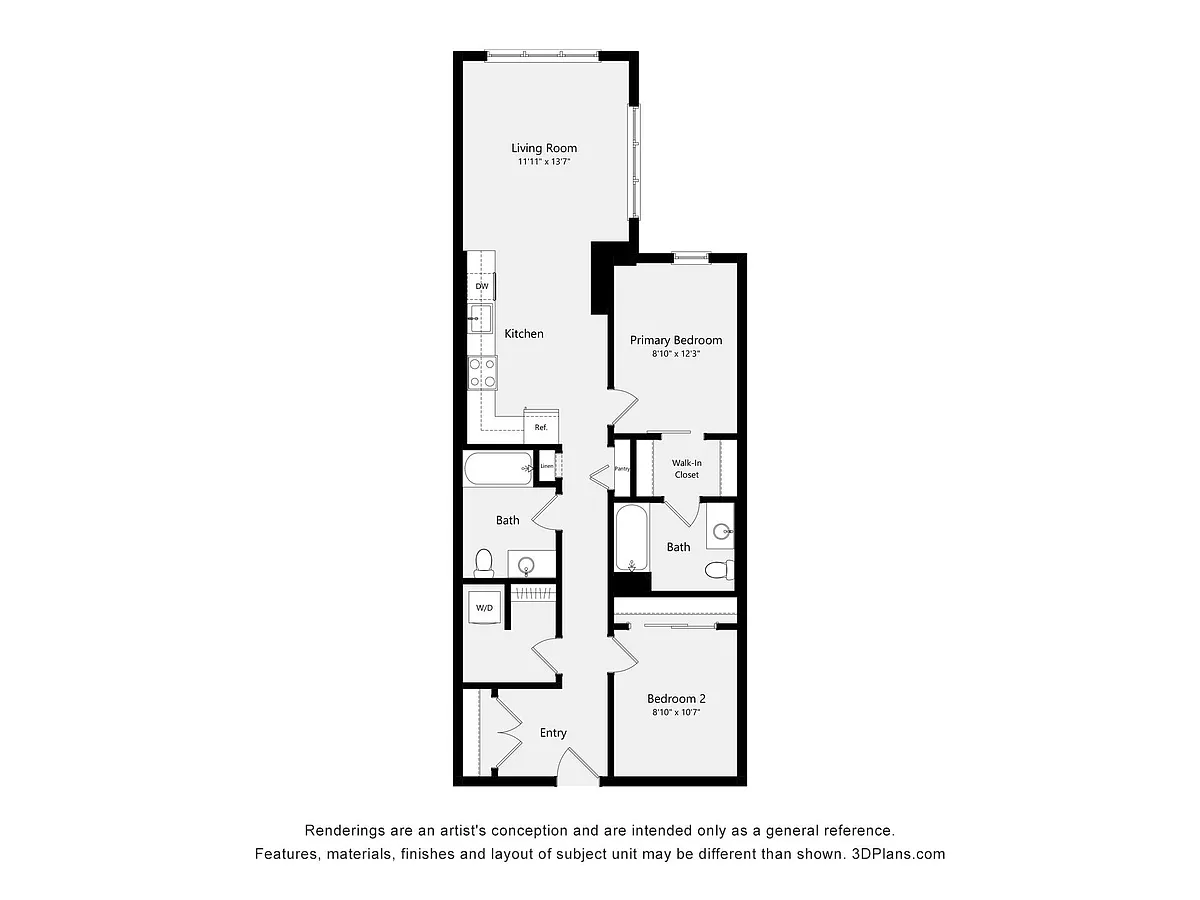 Floor plan Urban Two Bed Two Bath 4