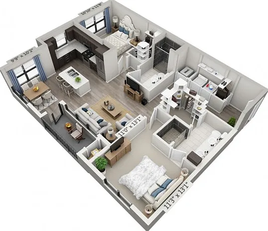 Floor plans are artist's rendering. All dimensions are approximate. Actual product and specifications may vary in dimension or detail. Not all features are available in every apartment. Prices and availability are subject to change. Floor plans are artist