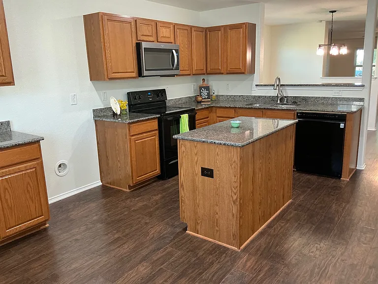 Kitchen island has electrical outlet