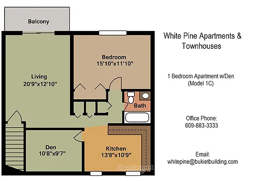 Floor plan One Bedroom with Den
