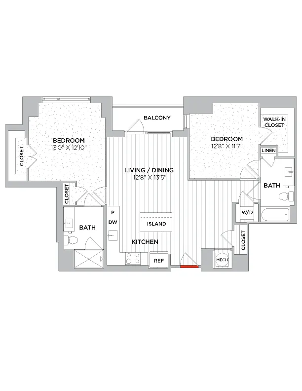 Floor plan 2 Bed/2 Bath-C14 West