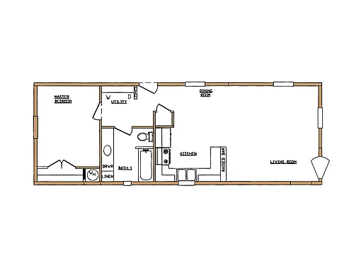Floor plan 1 Bed 1 Bath Single Section Home