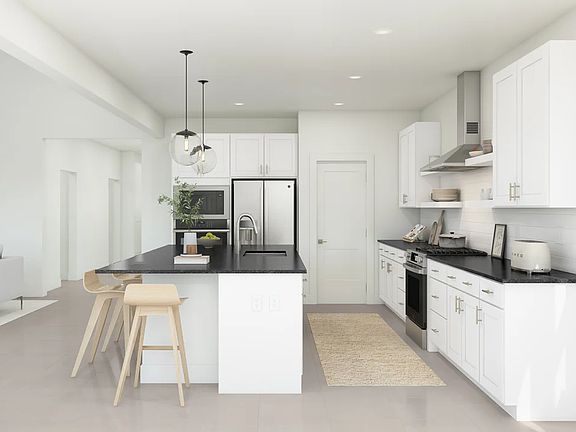 Kitchen with pendant lighting