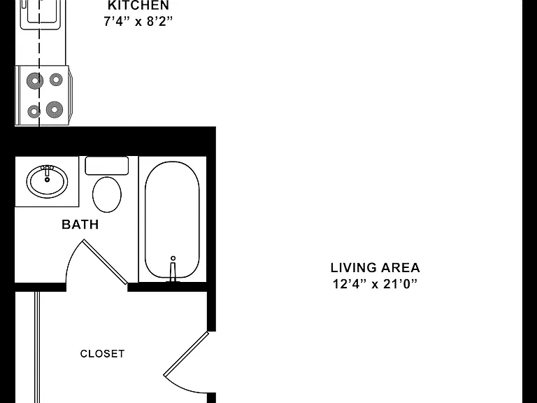 440 sq ft Studio Standard Floorplan 440 sq ft Studio Standard Floorplan