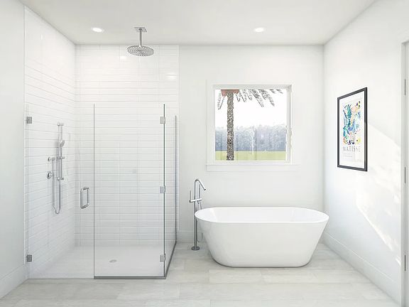 Primary bath with vessel tub