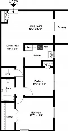 Two bedroom floor plan Two bedroom floor plan