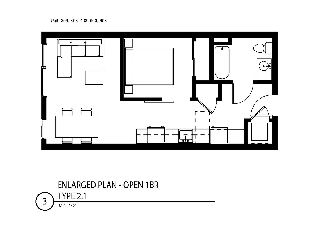 Floor plan Open 1 Bed