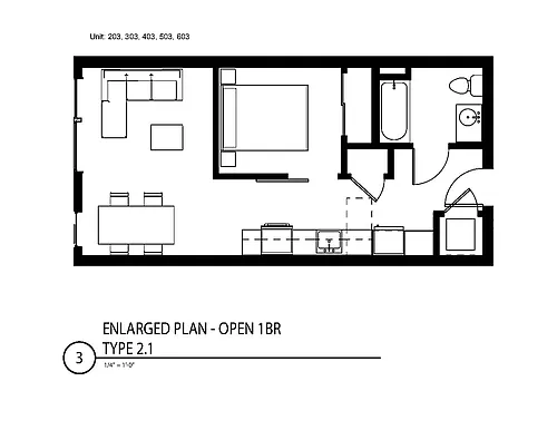 Floor plan Open 1 Bed