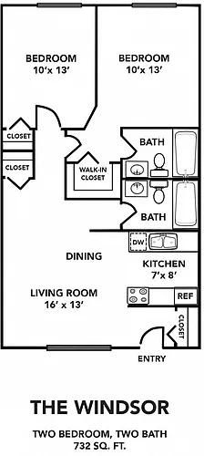 Floor plan Two Bedroom Two Bath