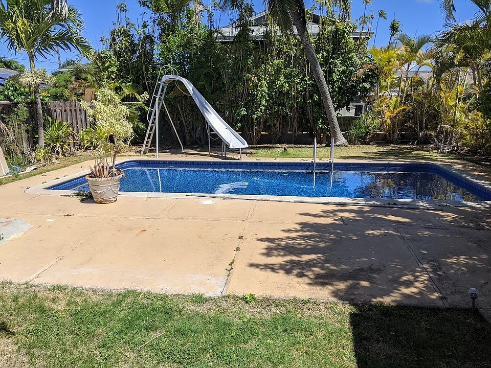 Backyard with saltwater pool. The slide has been removed.