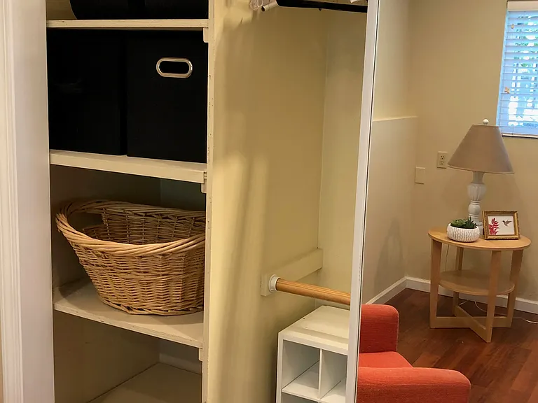 Inside of bedroom closet. Lots of storage