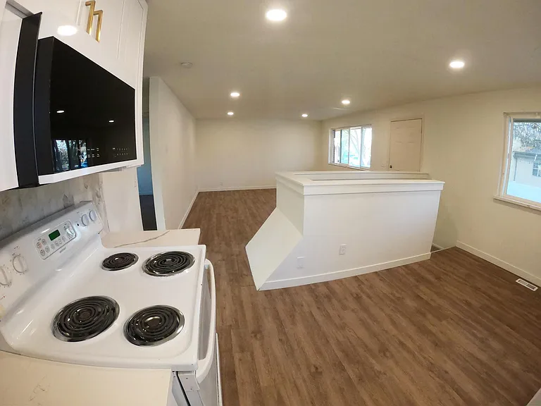 View of the kitchen / living room from kitchen corner