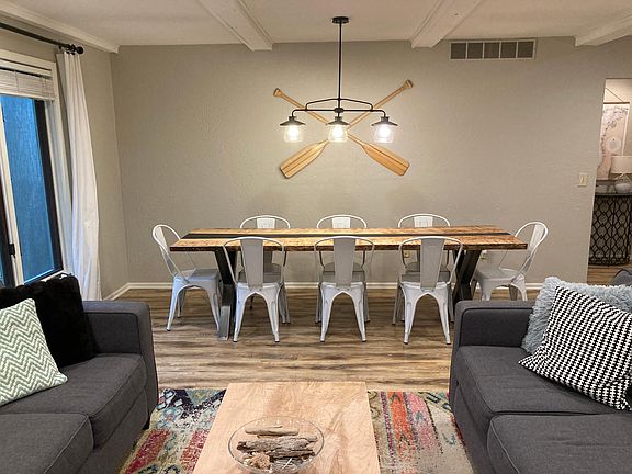 Custom live edge river table that seats 8