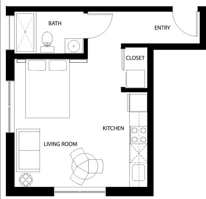 Studio, 406 sqft, $2,490 — Photo 2