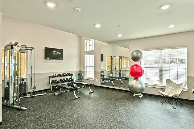 Strength training equipment at the Van Allen fitness center