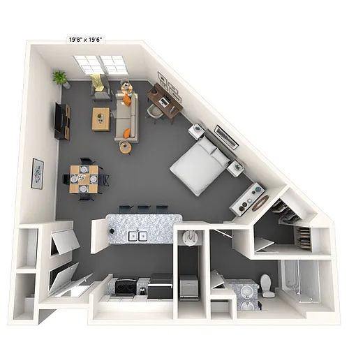 Floor plan Studio 0x1 665-754 SF