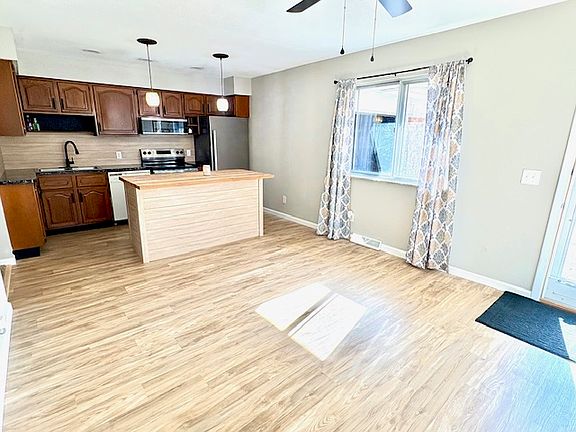 Living room and open floor plan kitchen