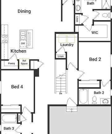 Floorplan of the first floor of the Brio Splendor in Banning Lewis Ranch