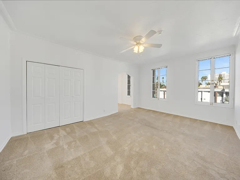 Living space with French windows looking East