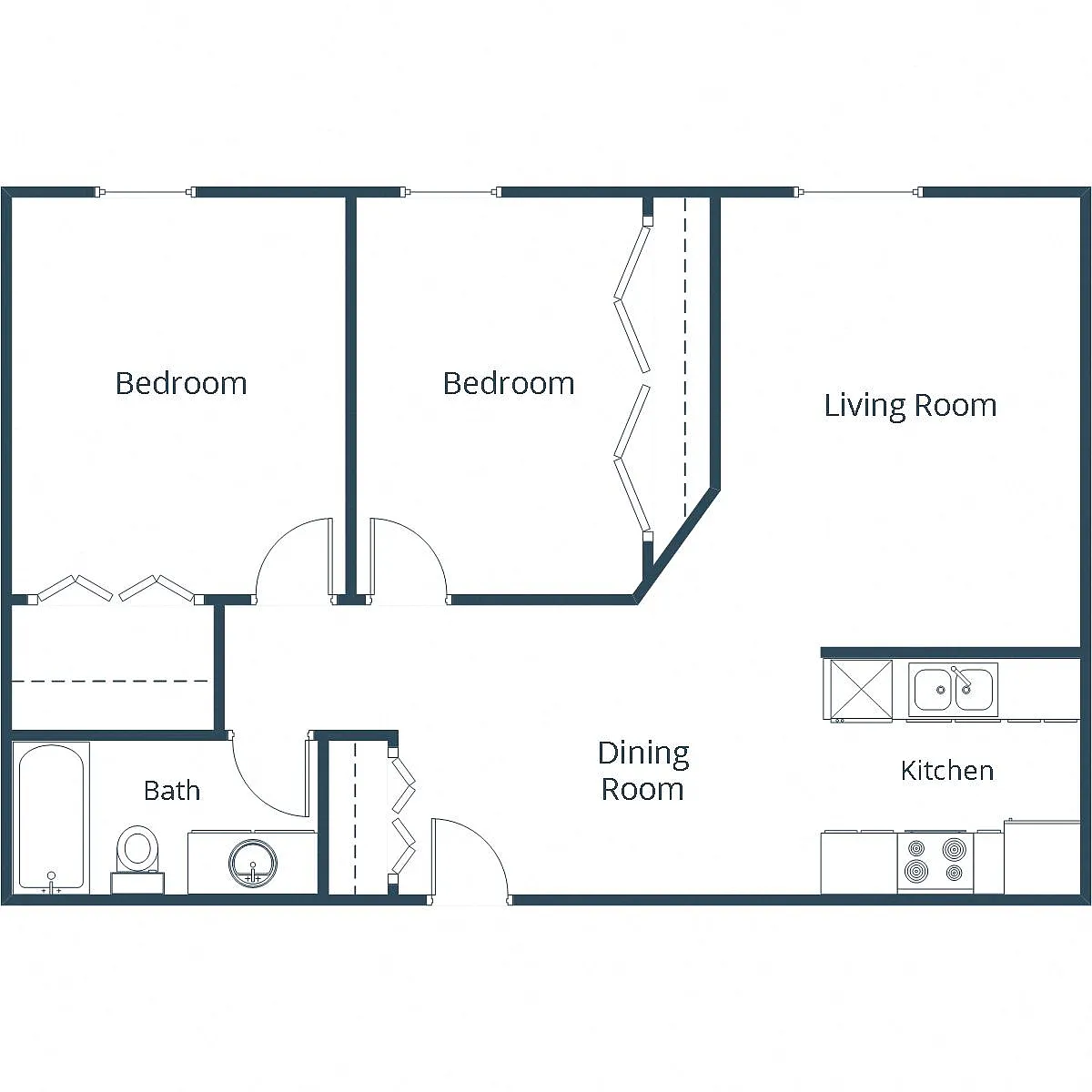 Floor plan Two Bedroom 21B