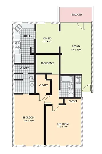 Floor plan 2 x 2 Driscoll