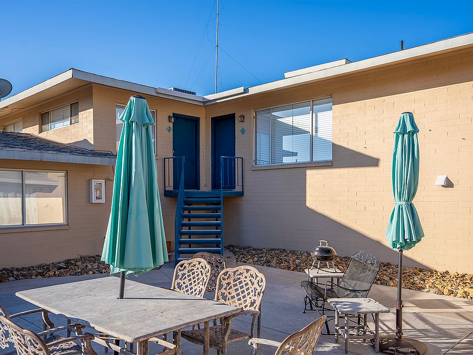 Courtyard looking up to Unit 2 (left door) & Unit 3 (right door).