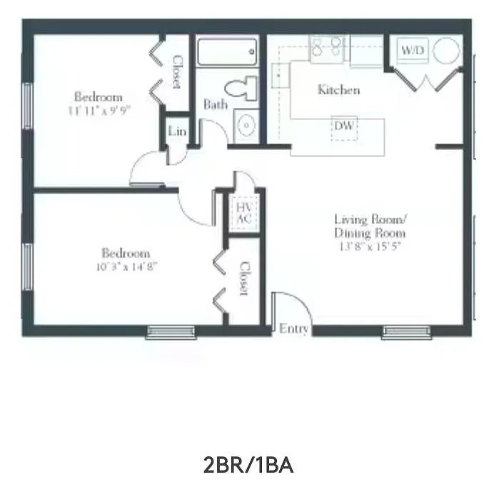 Floor plan 2 Bed 1 Bath