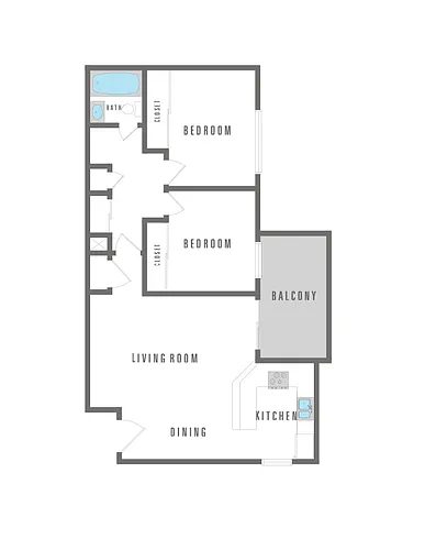 Floor plan 2 Bedroom 1 Bath