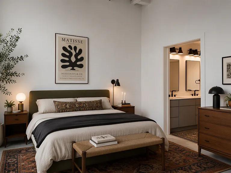Modern Bedroom Interior at Cole Motor Apartments in Indianapolis